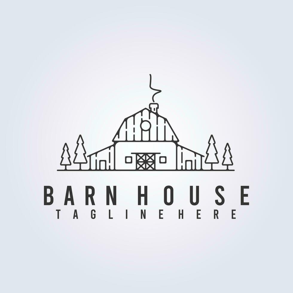 barn house rustic logo line art icon symbol template background vector illustration design