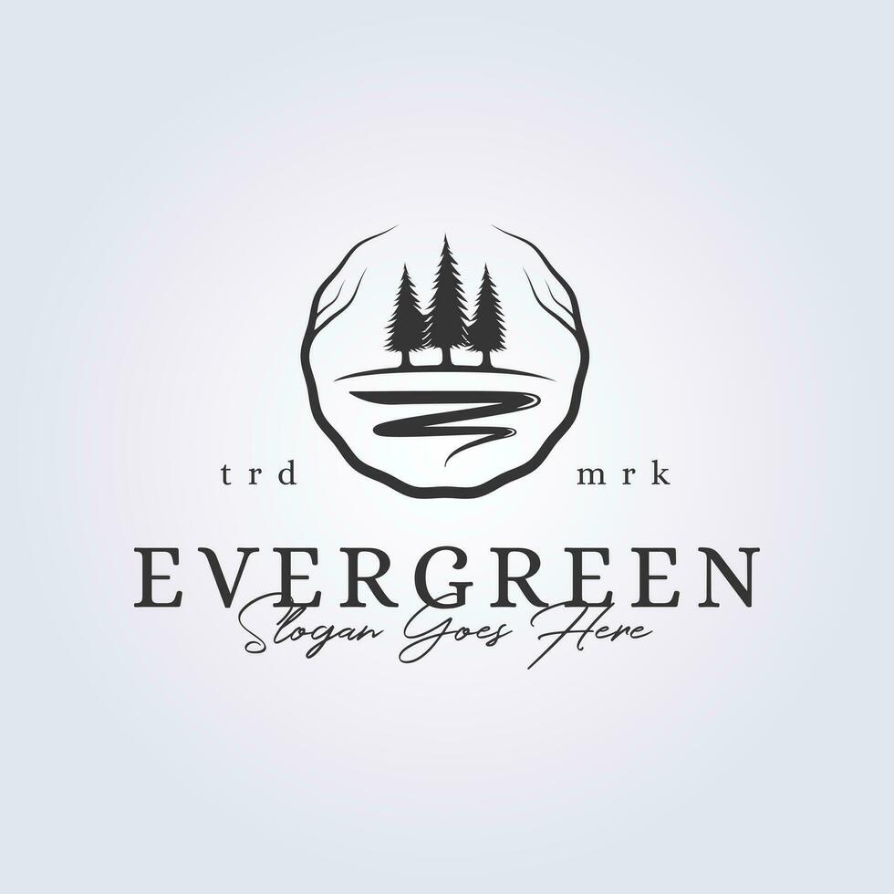 evergreen logo pine tree icon symbol vector illustration design