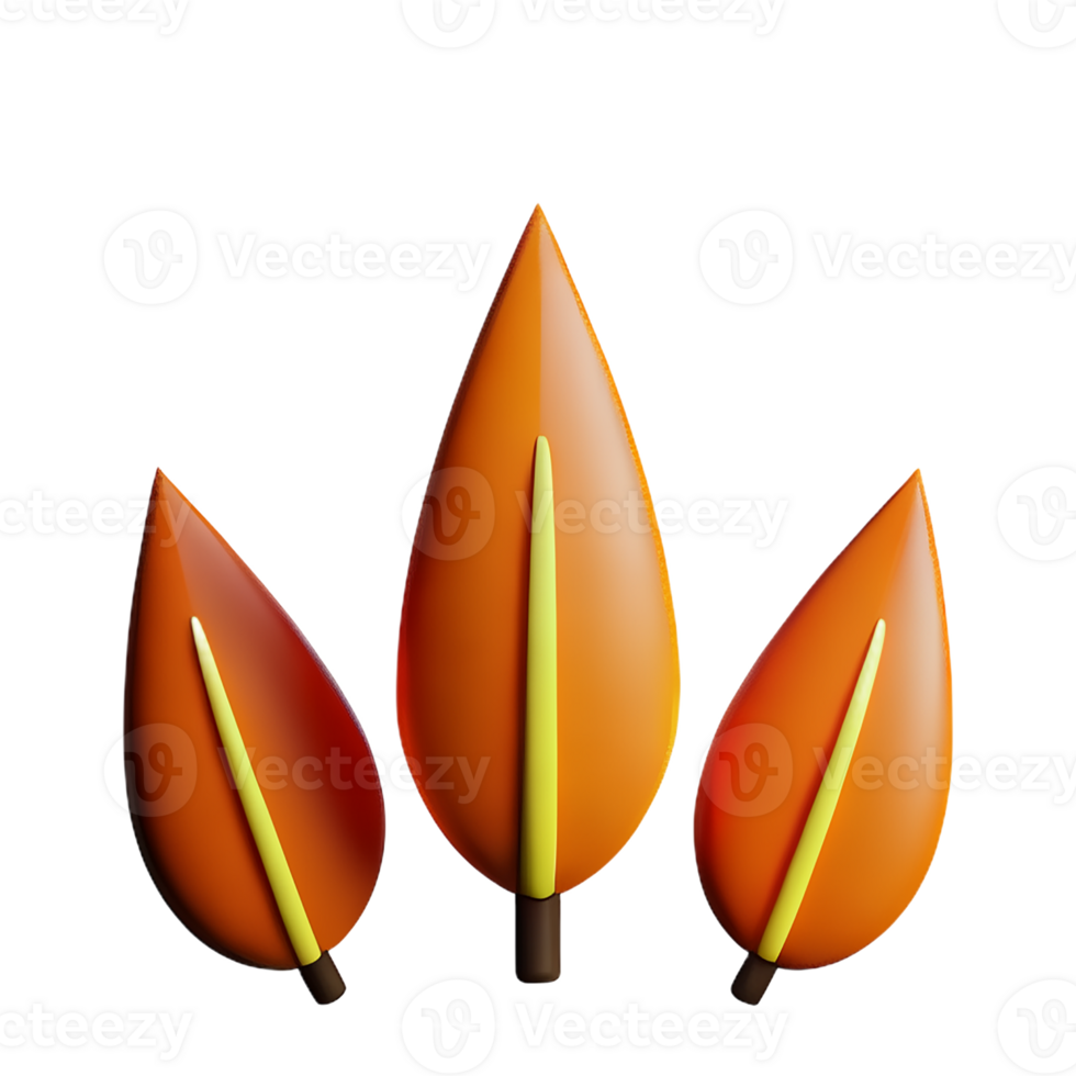 autumn leaves 3d rendering icon illustration png