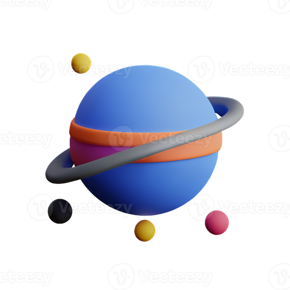 solar system 3d rendering icon illustration png