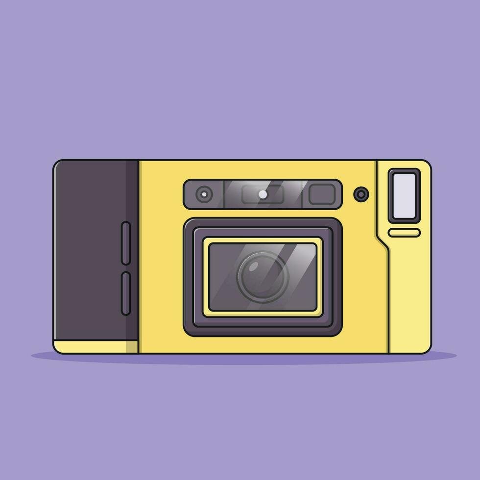 Camera Vector Icon Illustration with Outline for Design Element, Clip Art, Web, Landing page, Sticker, Banner. Flat Cartoon Style