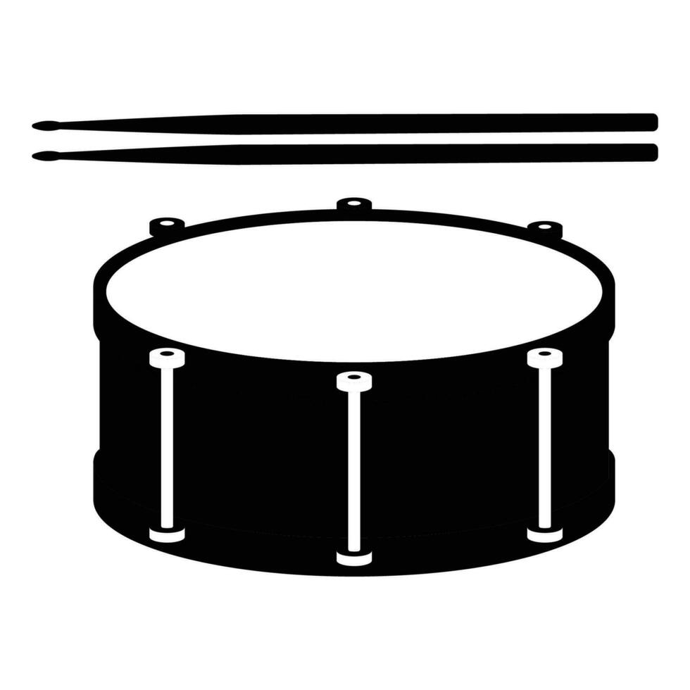 Snare Drum Silhouette. Black and White Icon Design Elements on Isolated White Background vector