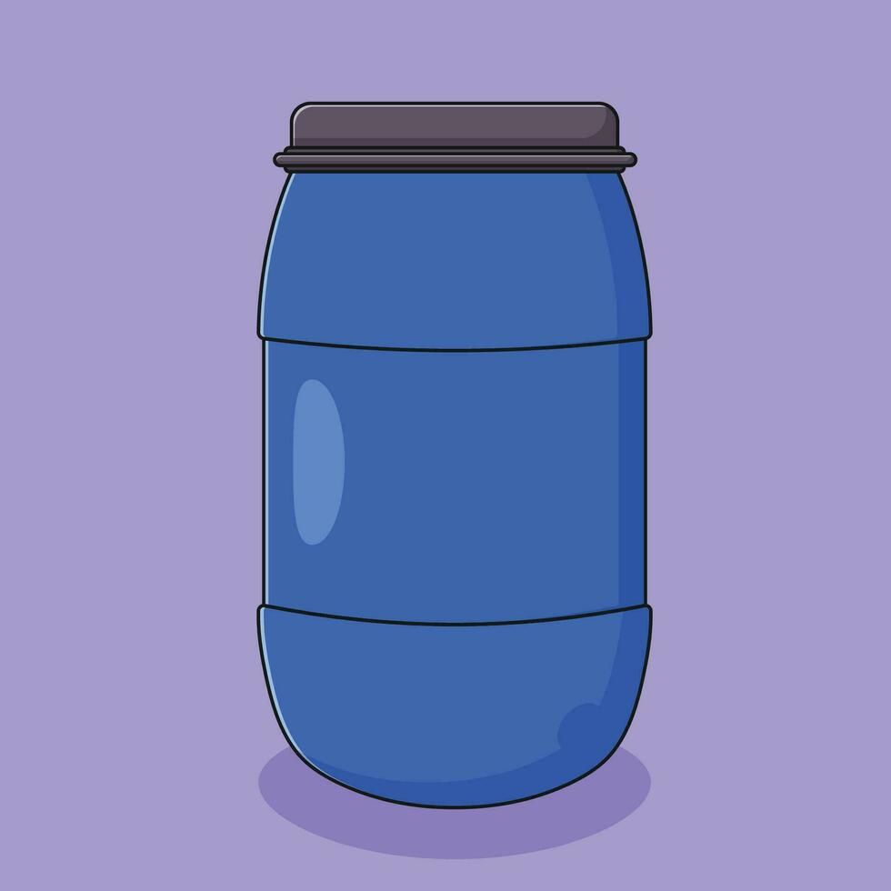 Water Storage Barrel Vector Icon Illustration with Outline for Design Element, Clip Art, Web, Landing page, Sticker, Banner. Flat Cartoon Style