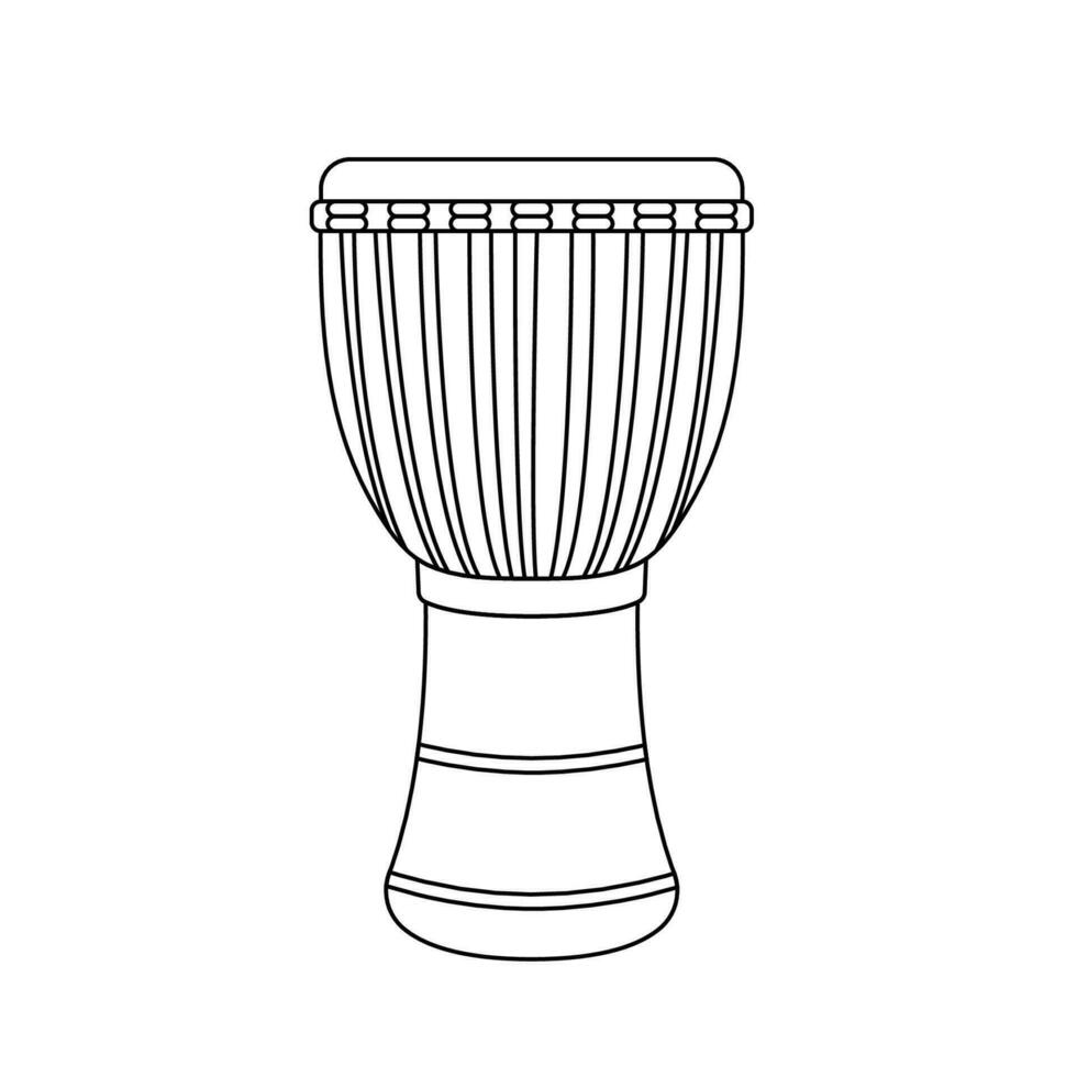 Djembe Drum Outline Icon Illustration on White Background vector