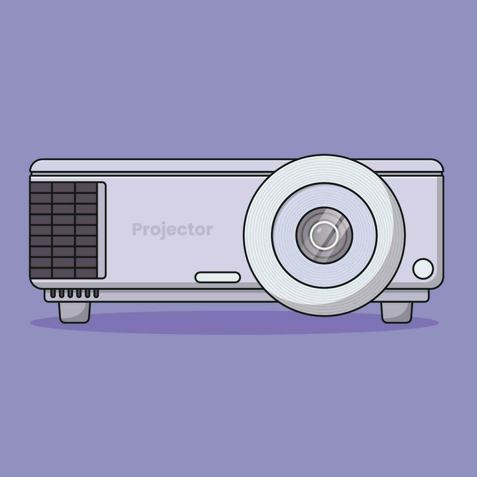 Projector Vector Icon Illustration with Outline for Design Element, Clip Art, Web, Landing page, Sticker, Banner. Flat Cartoon Style