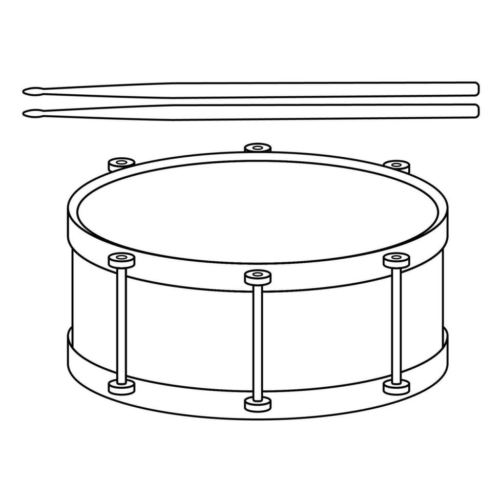 Snare Drum Outline Icon Illustration on White Background vector