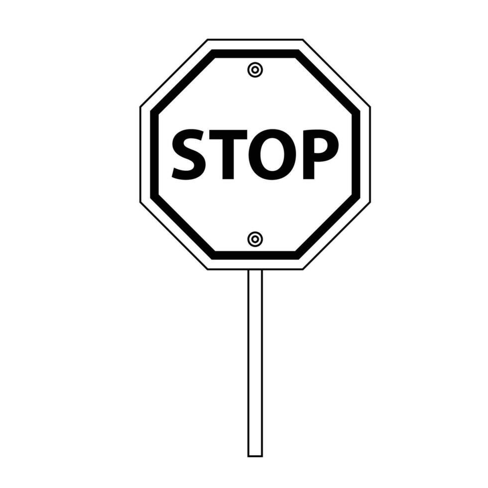 Stop Sign Outline Icon Illustration on White Background vector