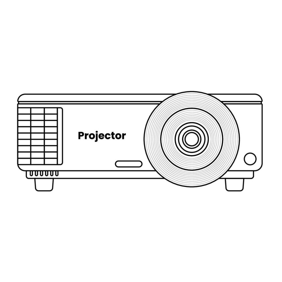 Projector Outline Icon Illustration on White Background vector