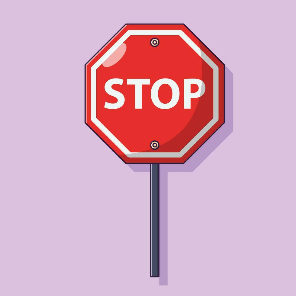 Stop Sign Vector Icon Illustration with Outline for Design Element, Clip Art, Web, Landing page, Sticker, Banner. Flat Cartoon Style