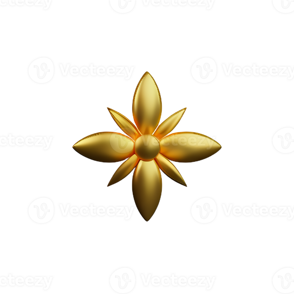 gold flower 3d rendering icon illustration png