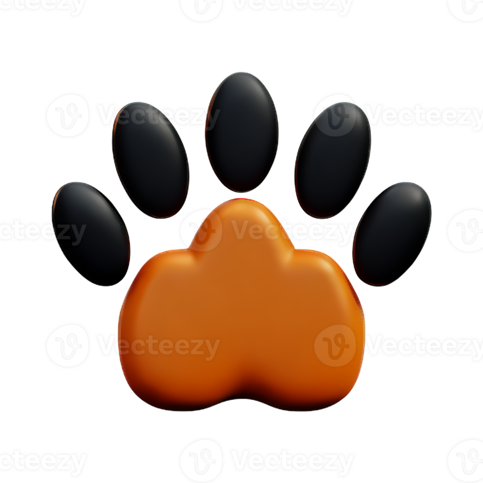 dog paw 3d rendering icon illustration png