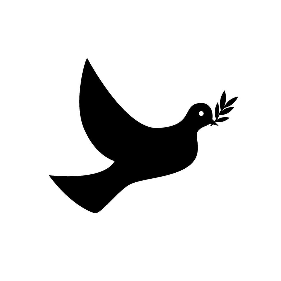 Dove icon. Black silhouette of pigeon. Vector illustration of symbol of peace.