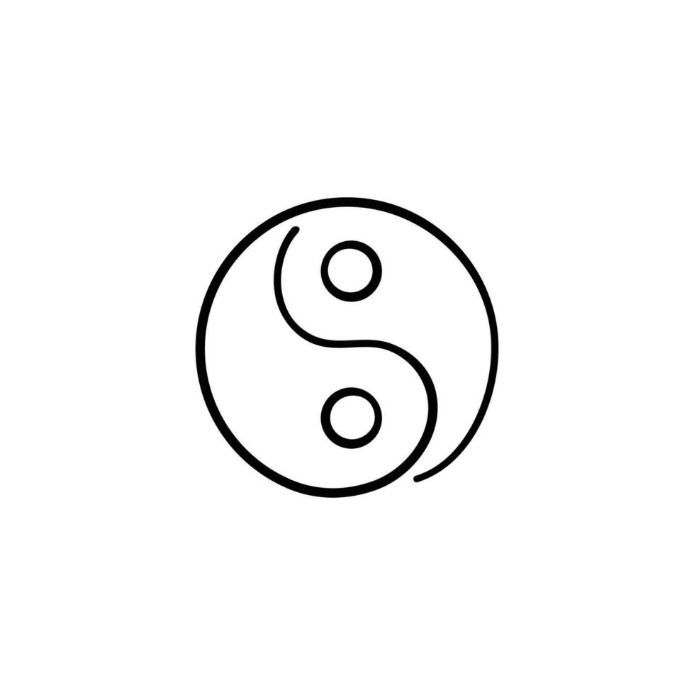 yin yang línea estilo icono diseño vector