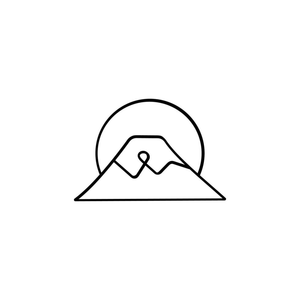 Fuji Mountain Line Style Icon Design vector