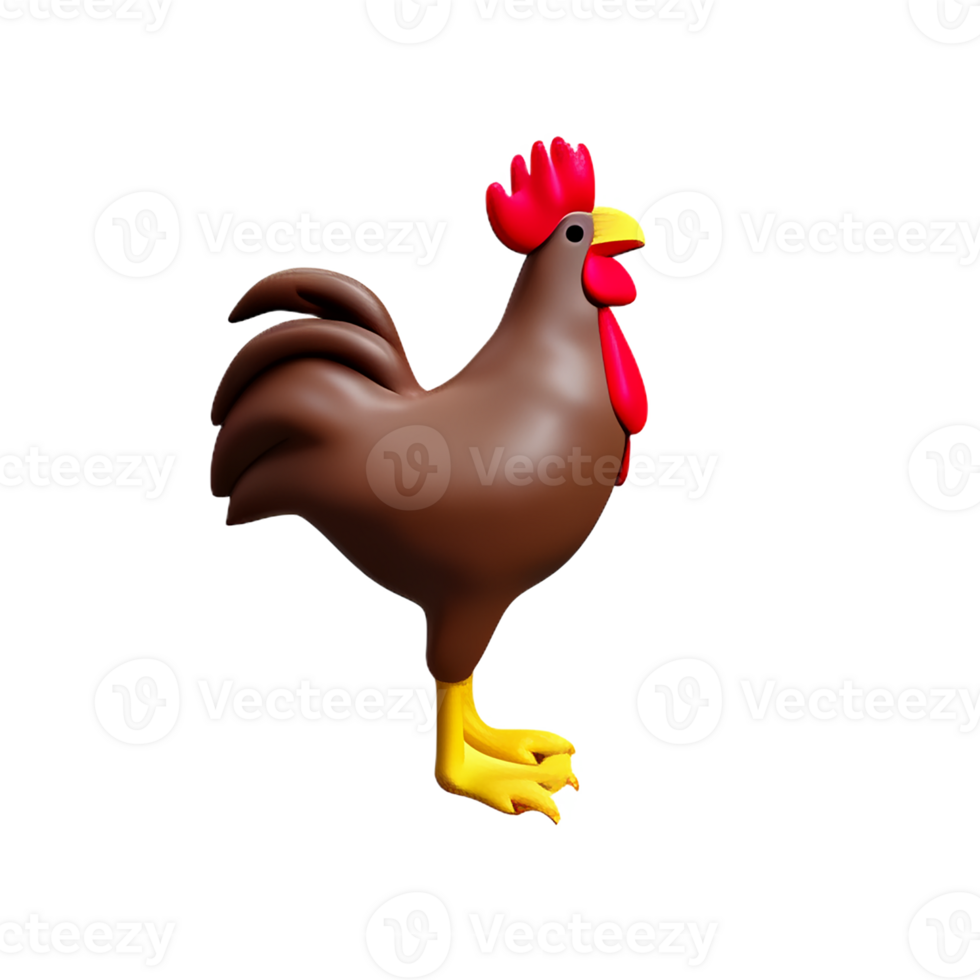 rooster 3d rendering icon illustration png