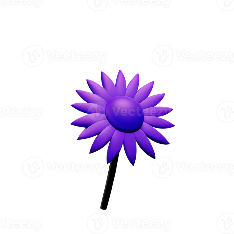 purple flower 3d rendering icon illustration png