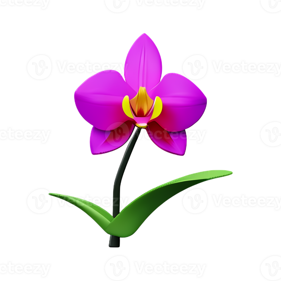 orquídea 3d representación icono ilustración png