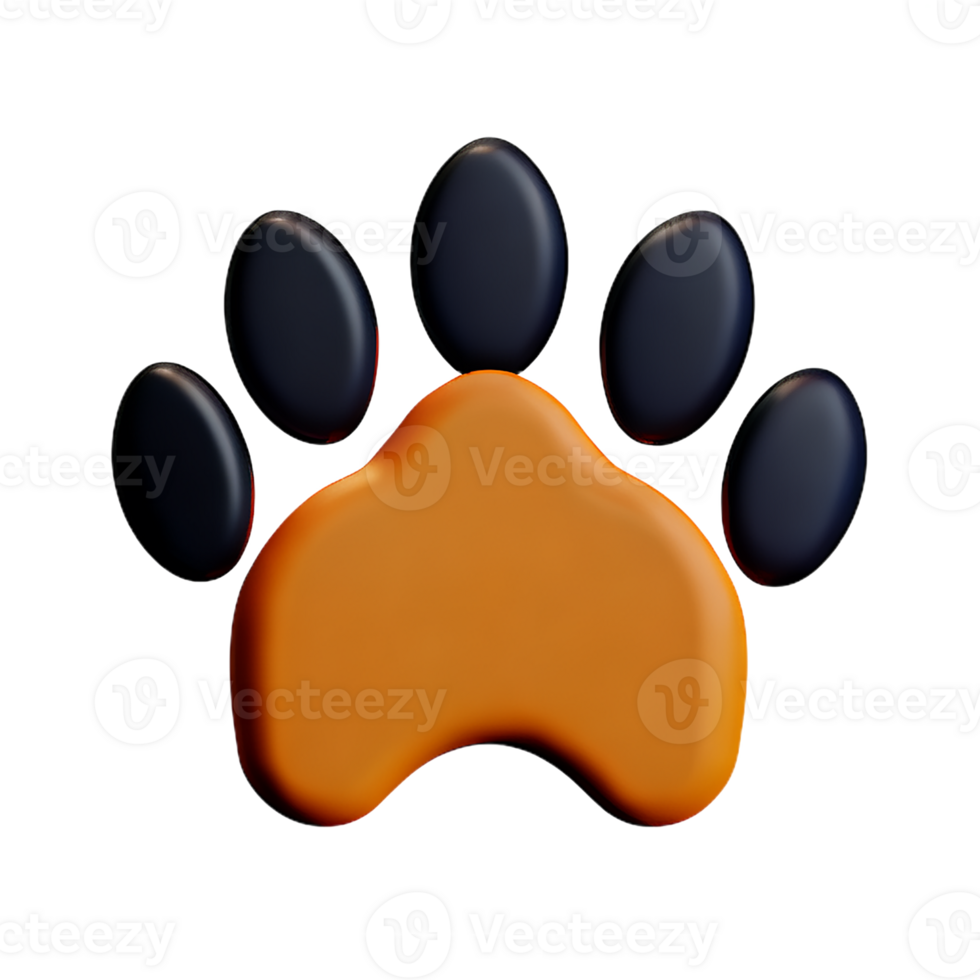 dog paw 3d rendering icon illustration png