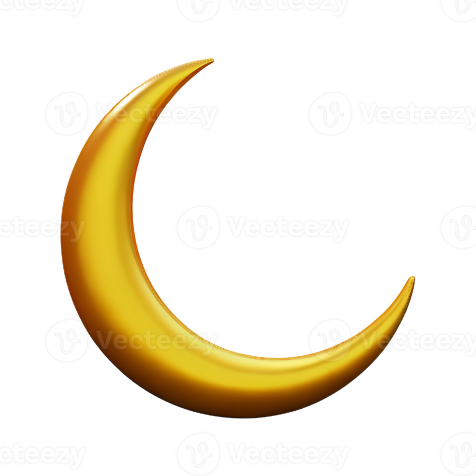 crescent moon 3d rendering icon illustration png
