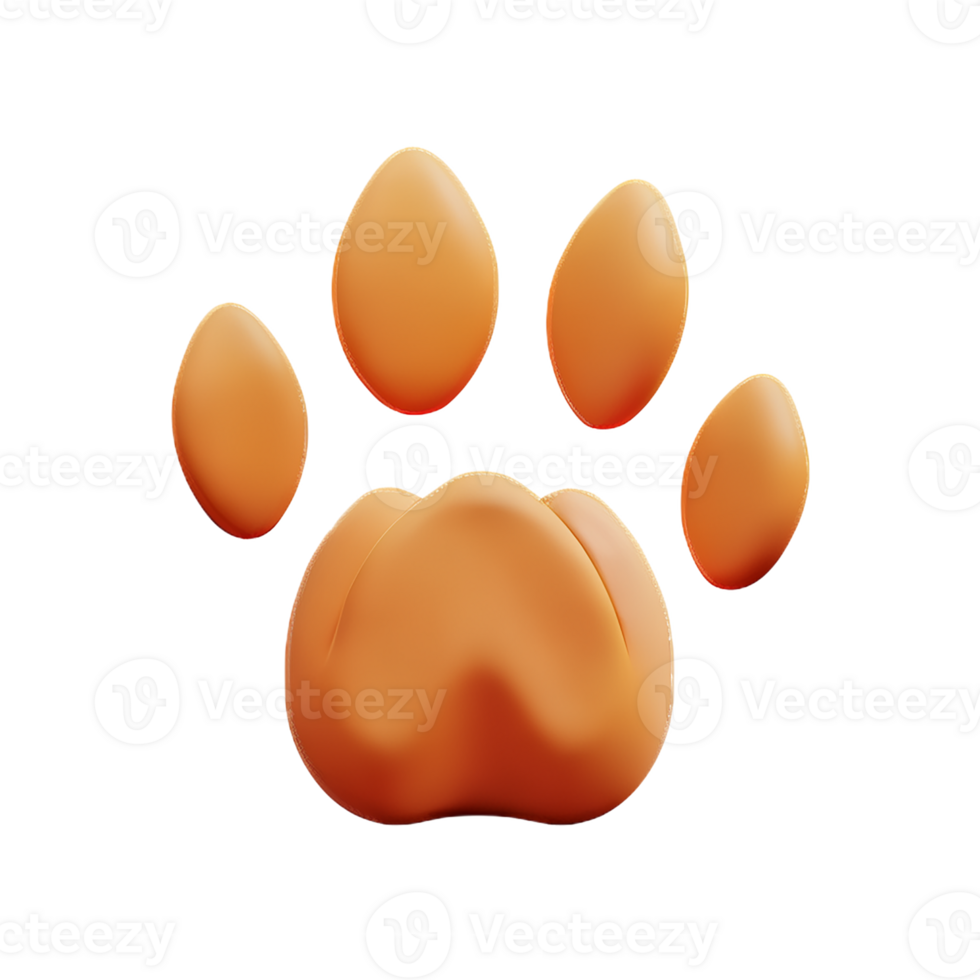 dog paw 3d rendering icon illustration png