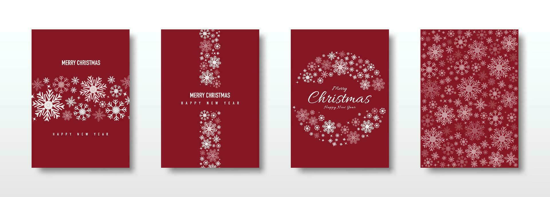 Merry Christmas card set decoration with snowflake vector