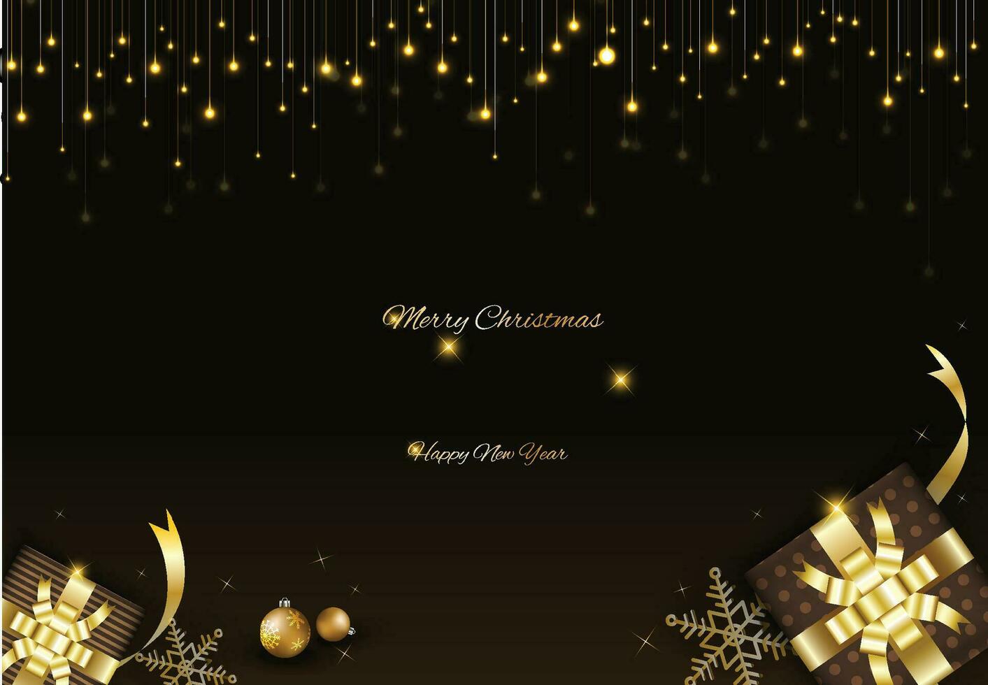 Merry Christmas Background design with glowing glittering lights curtain and gift boxs vector