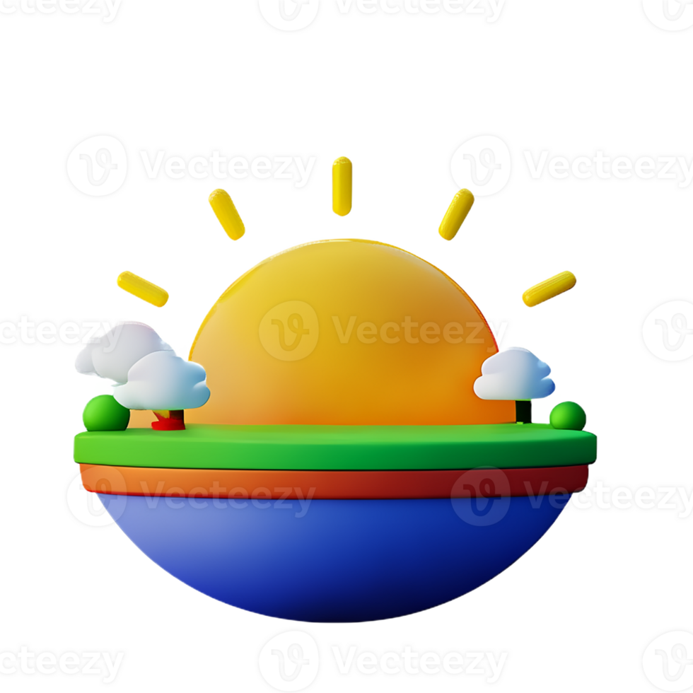 lever du soleil 3d le rendu icône illustration png