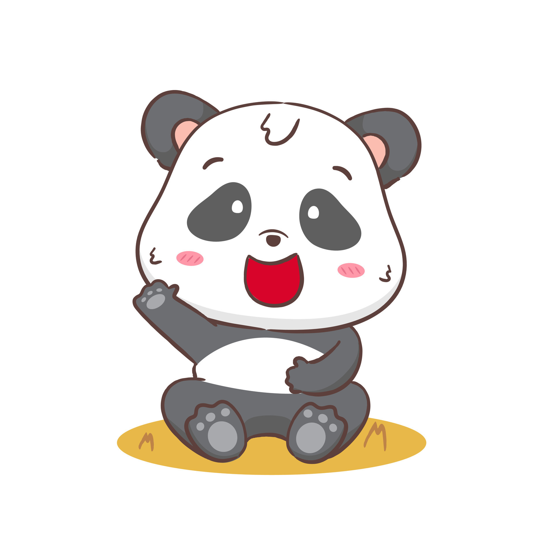 Cute panda waving hand kawaii cartoon vector character. Adorable, happy and  funny animal with hi greeting gesture isolated sticker, patch. Anime baby  panda bear emoji on white background Stock Vector by ©TheImg