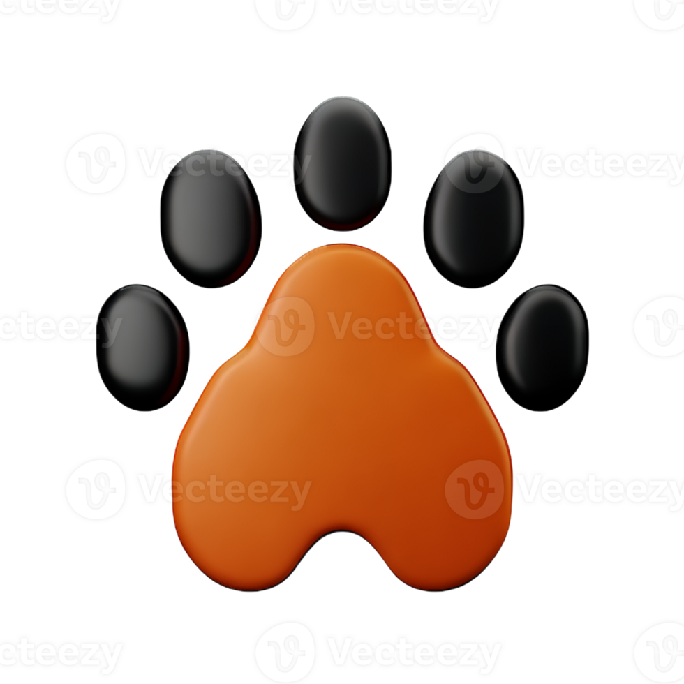 dog paw 3d rendering icon illustration png
