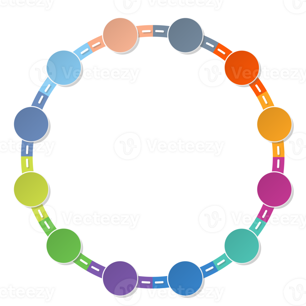 Road way infographic circle of 12 steps and business icons for finance process steps. png