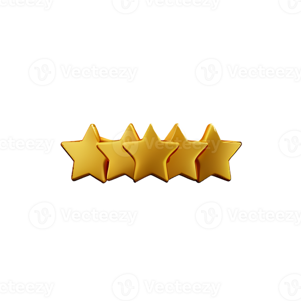 review 5 star 3d rendering icon illustration png