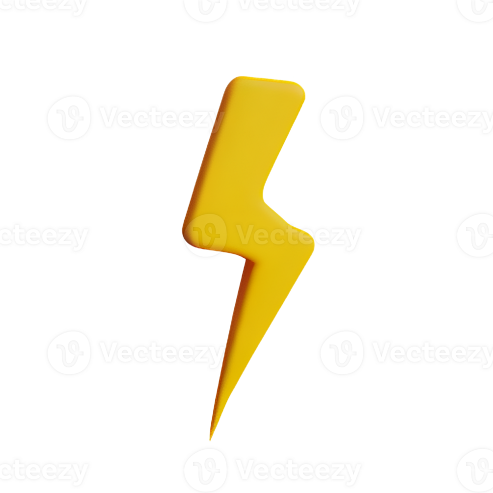 lightning bolt 3d rendering icon illustration png