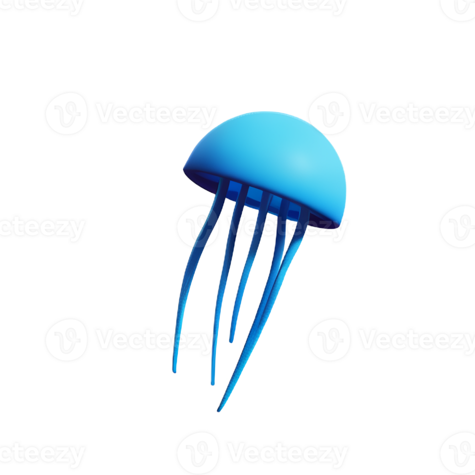 jellyfish 3d rendering icon illustration png