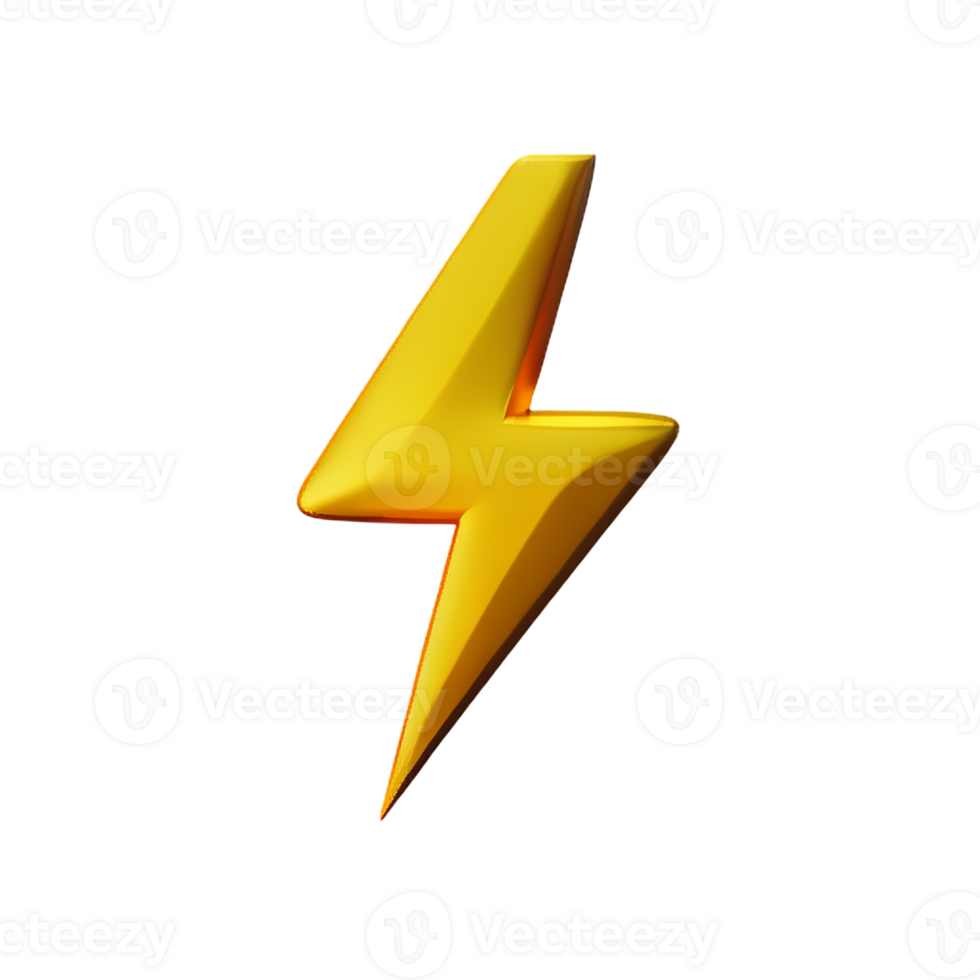 lightning bolt 3d rendering icon illustration png