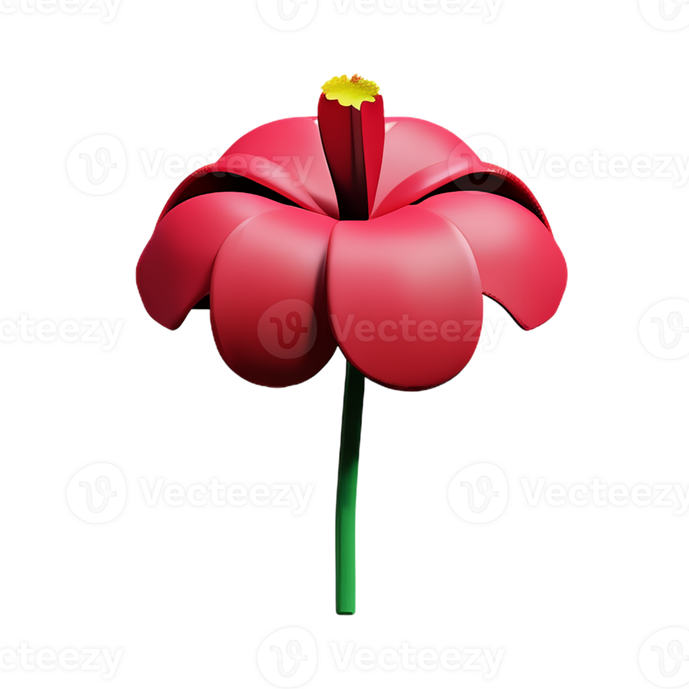 hibiscus 3d rendering icon illustration png