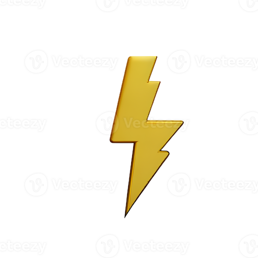 lightning bolt 3d rendering icon illustration png