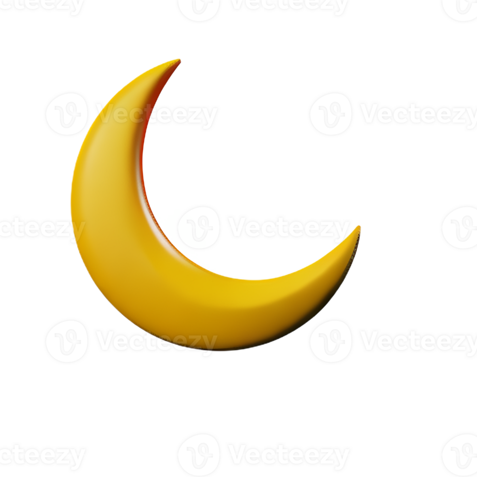 crescent moon 3d rendering icon illustration png