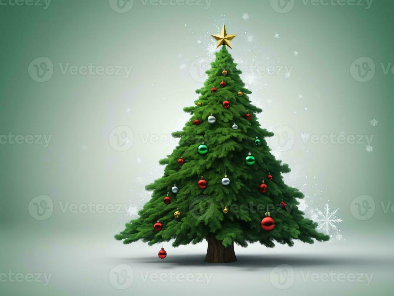 A Christmas Tree With A Star On Top Of It. AI Generated photo