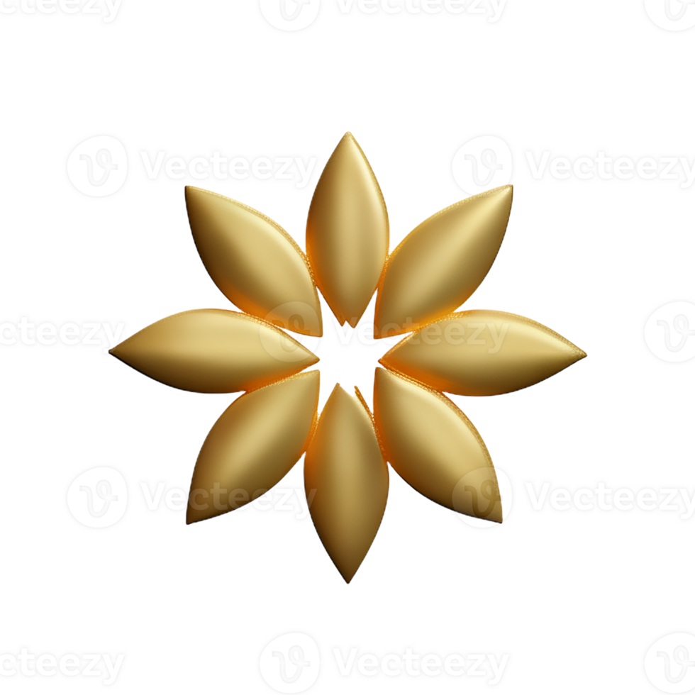 gold flower 3d rendering icon illustration png