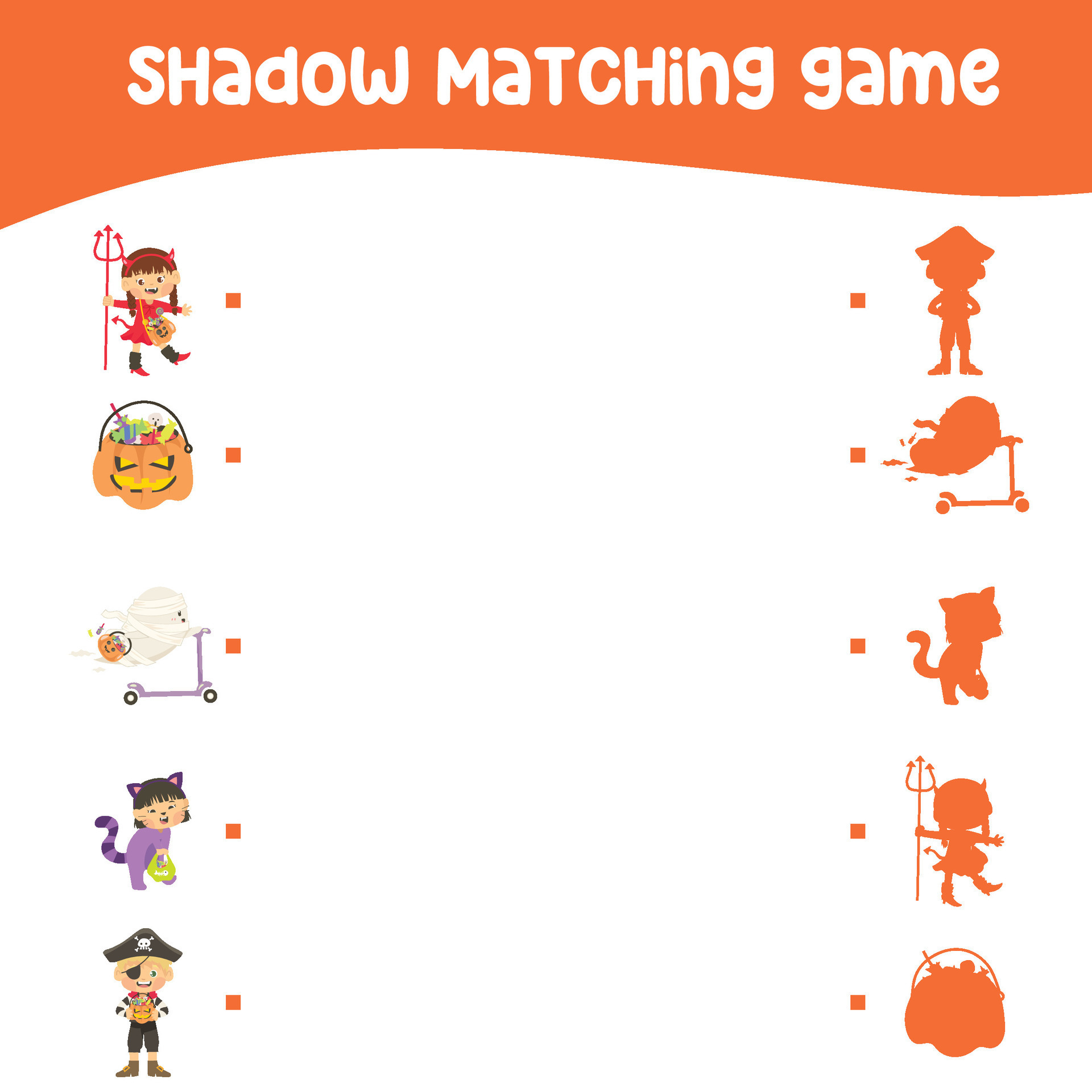 Matching shadow game for children. Find the correct shadow. Worksheet ...