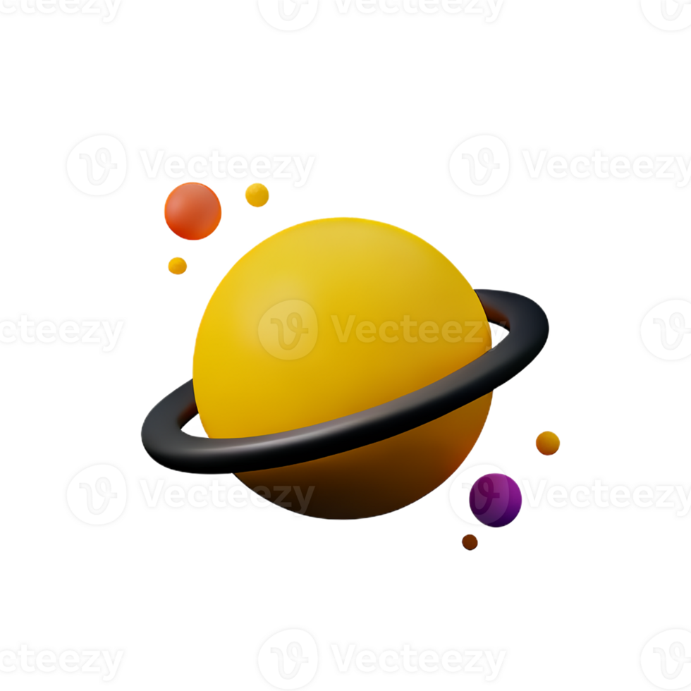 solar system 3d rendering icon illustration png