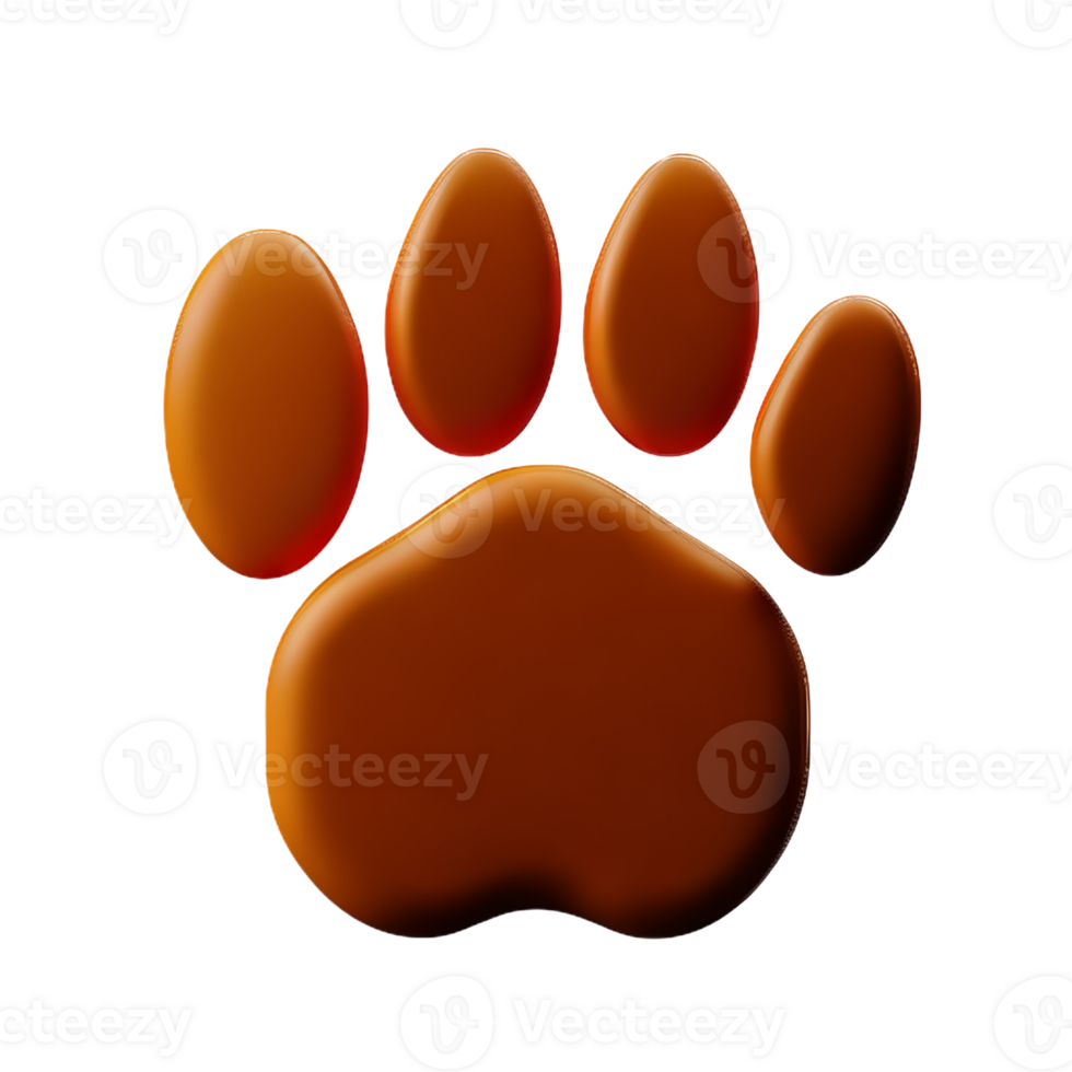 dog paw 3d rendering icon illustration png