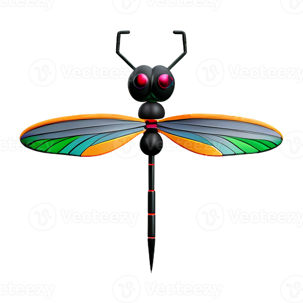 dragonfly 3d rendering icon illustration png