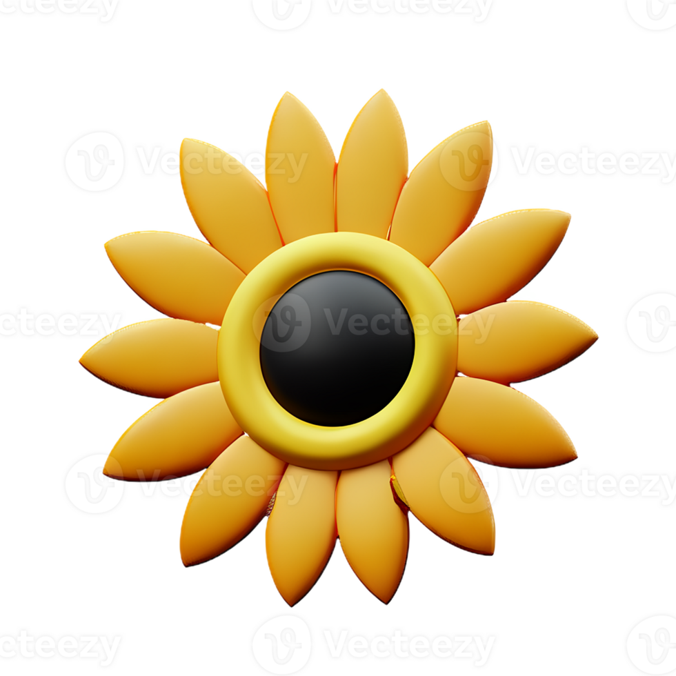 sun flower 3d rendering icon illustration png