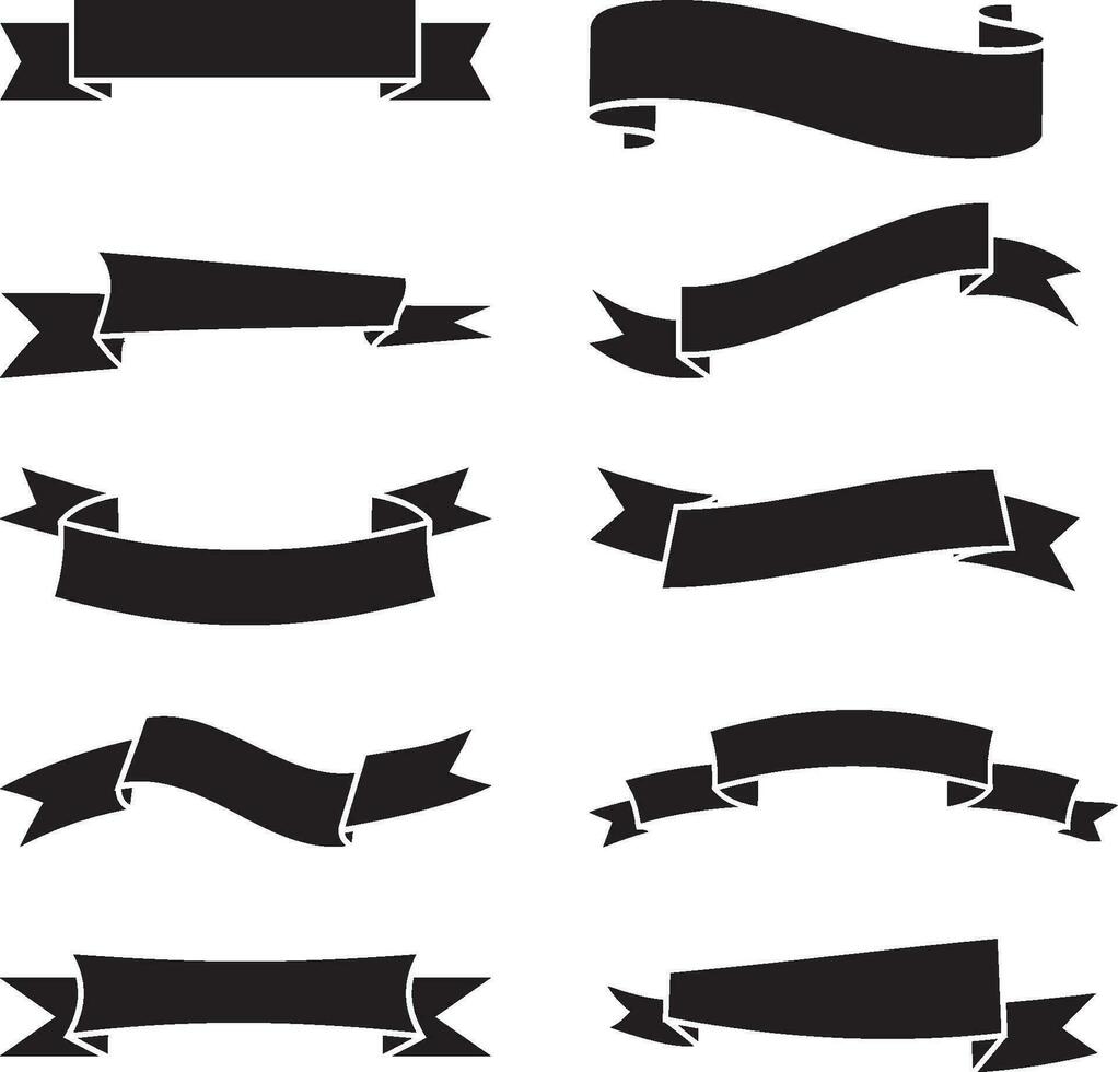 Black Ribbon Banner Set vector