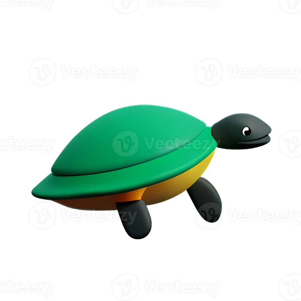 sea turtle 3d rendering icon illustration png