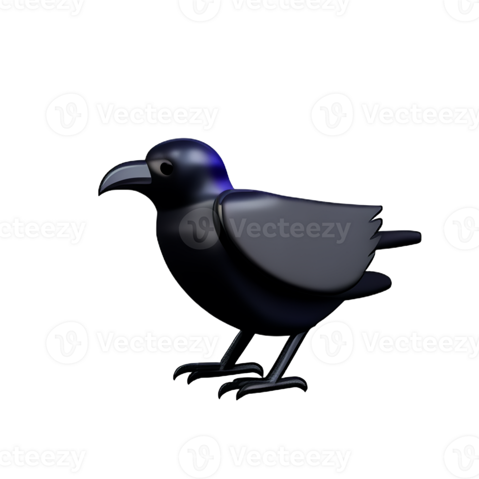 crow 3d rendering icon illustration png