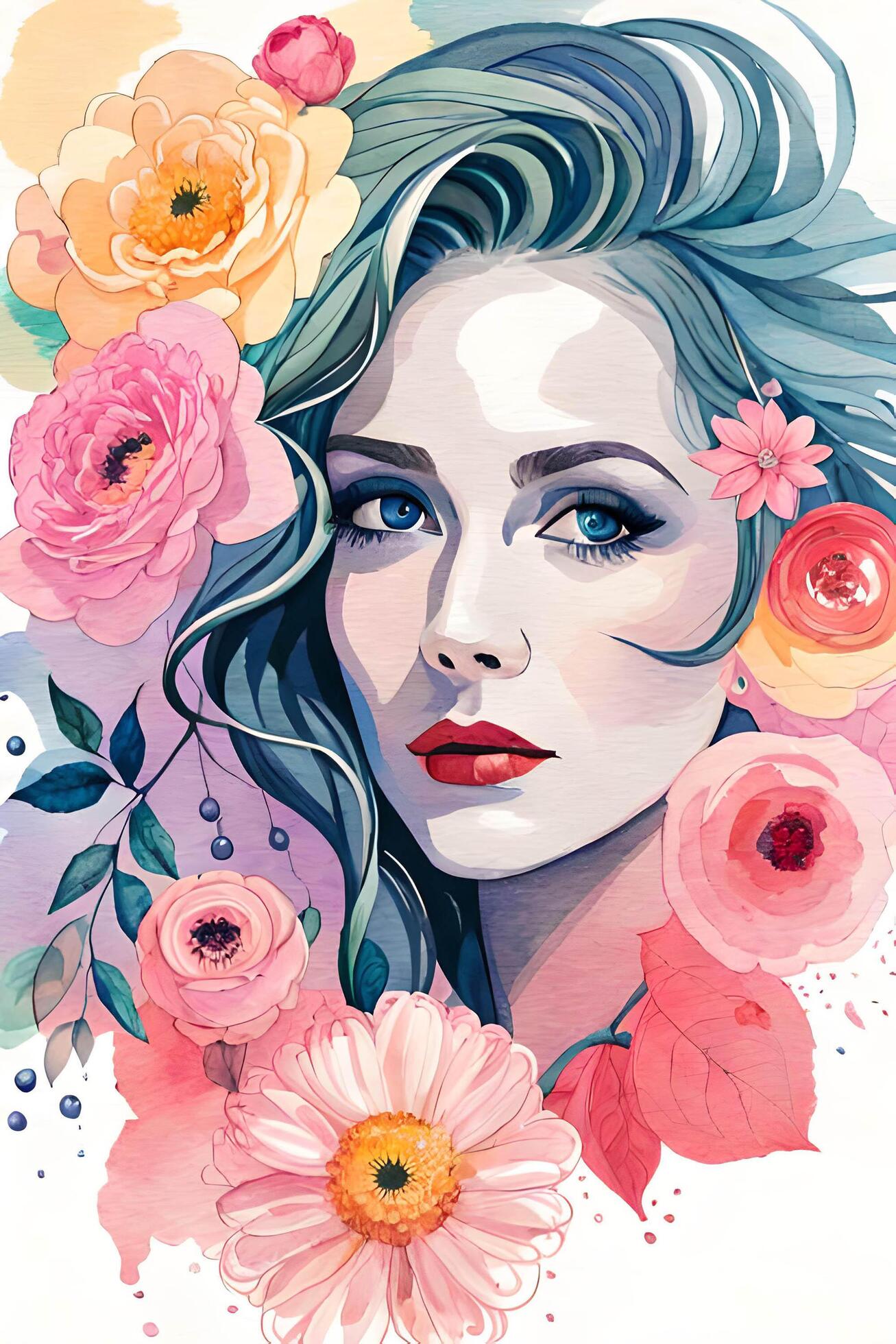 watercolor-hand-drawn-floral-wedding-invitation-card-template-design-ai
