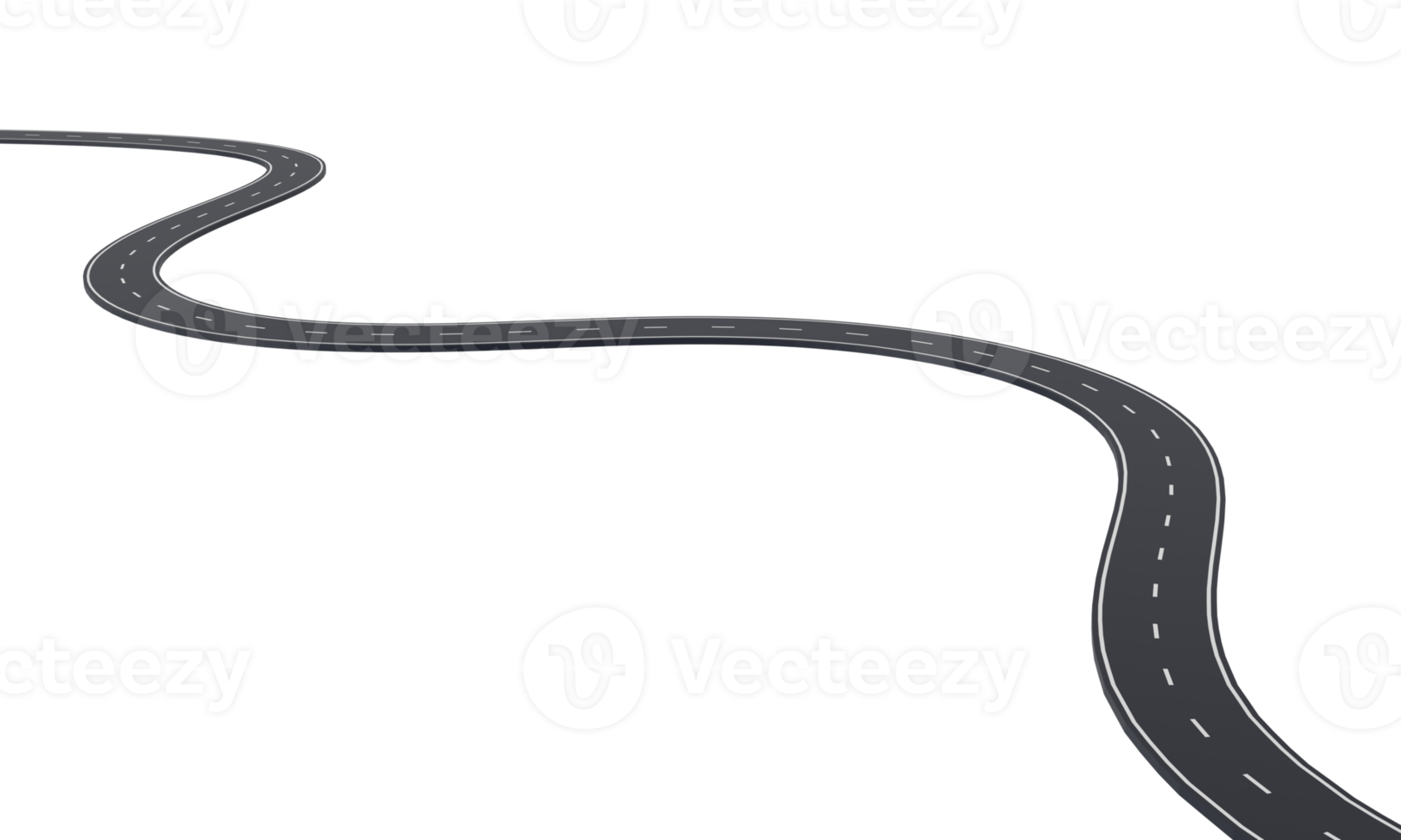 vue courbes de rue route façon de voies avec lignes isolé sur transparent Contexte. coupure chemin, 3d le rendu illustration png