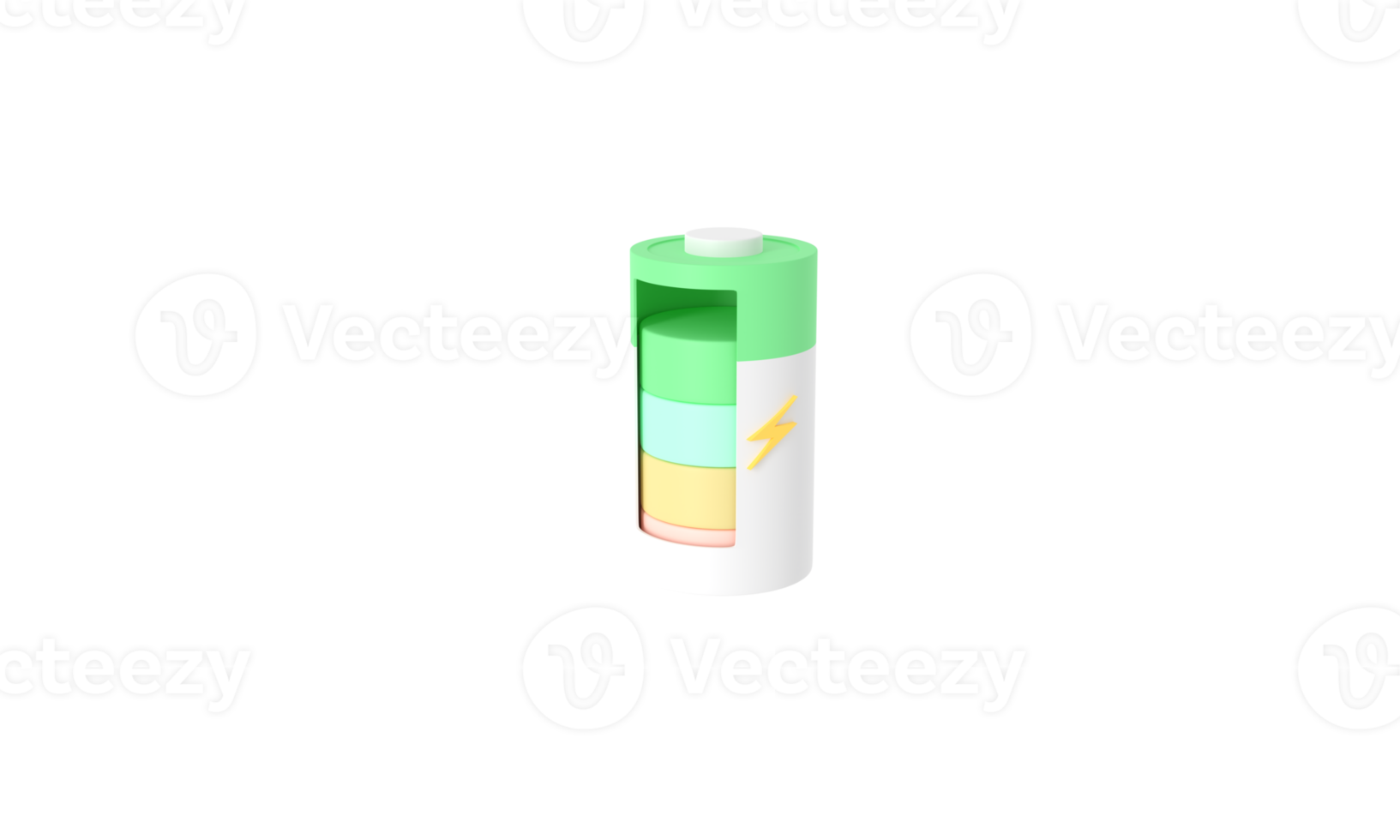 3d rendering minimum battery icon. energy charging. power tube. battery tube with thunder icon. 3d illustration. minimal concept pastel.PNG png